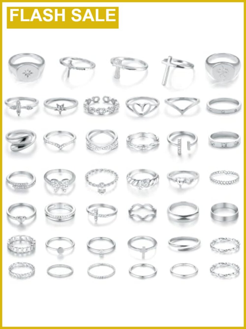 23pcs Knuckle Rings Set for Women - Stacking Midi Rings, Cubic Zirconia, Hollow
